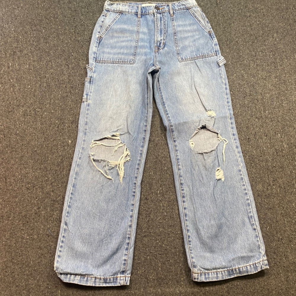 Hidden Los Angeles Carpenter Jeans Sz 27 Womens Blue Skater Distressed Wide Leg